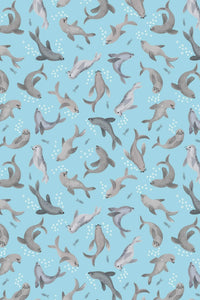Puffin Rock Seal Bubbles By Lewis & Irene Light Blue