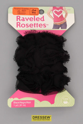 Raveled Rosettes 1 yard Black