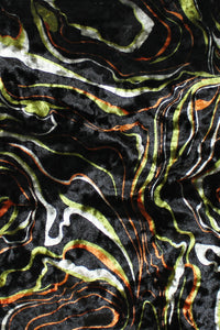 Ripple Stretch Velvet Black / Orange / Lime