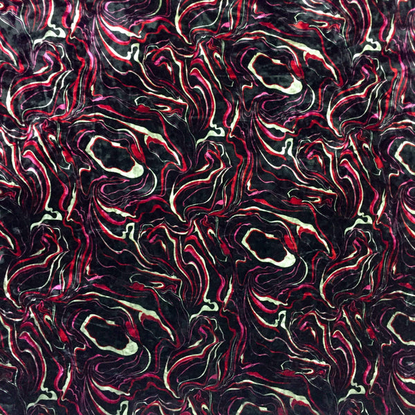 Ripple Stretch Velvet Black / Red / Pink