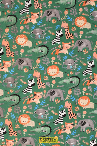 Safari Friends Flannelette Green / Multi