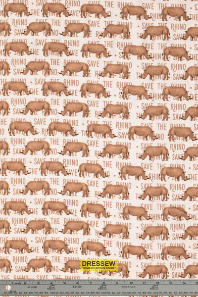 Save The Rhino Flannelette White / Brown