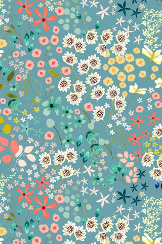 Serenity Blooms Meadow Dream By Ginger Deverell For Poppie Cotton Blue