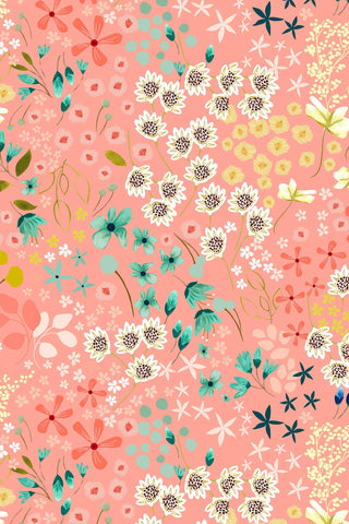Serenity Blooms Meadow Dream By Ginger Deverell For Poppie Cotton Coral