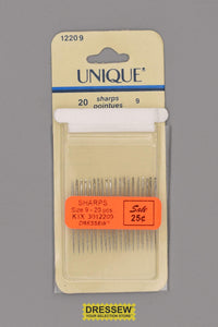 Sharps Hand Needles Size 9