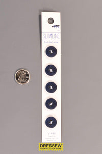 Slimline Button Card 14mm Pearl Navy