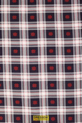 Snowflake Flannelette Navy / Red