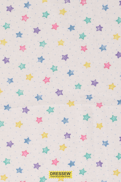 Stars Flannelette White / Multi