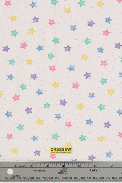 Stars Flannelette White / Multi