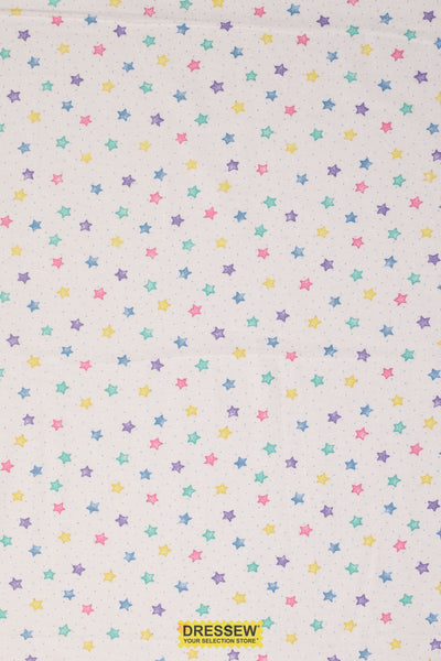 Stars Flannelette White / Multi