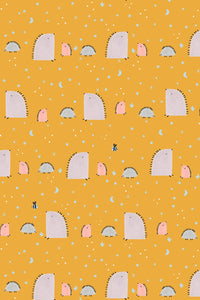 Summer Skies Hedgehog Hills By Alijt Emments For Cotton + Steel Yellow