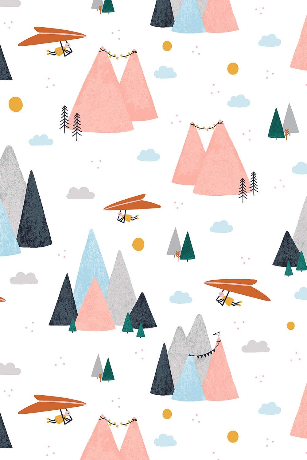 Summer Skies Mountain Skies By Alijt Emments For Cotton + Steel White/Blush