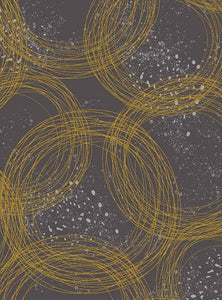 Tails From Under The Moon Metallic Circles By RJR Studio For RJR Fabrics Charcoal / Metallic