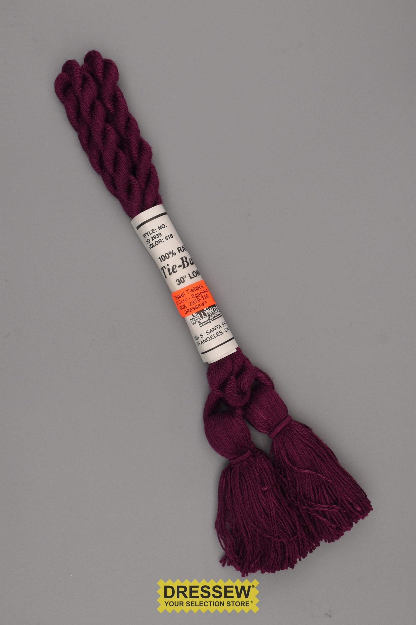 Tassel Tieback 30" Cord Eggplant