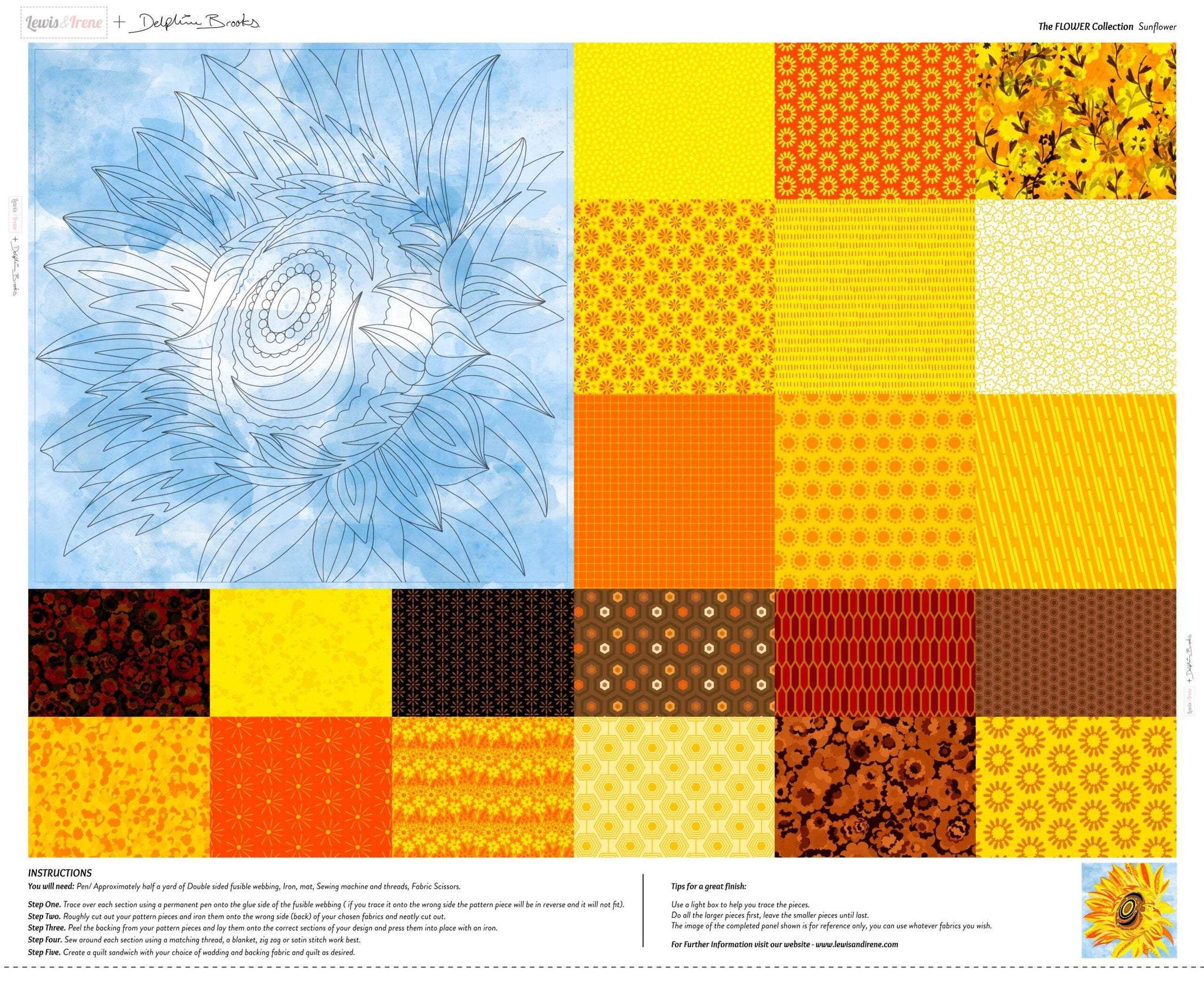 The Flower Collection Sunflower Panel By Delphine Brooks For Lewis & Irene