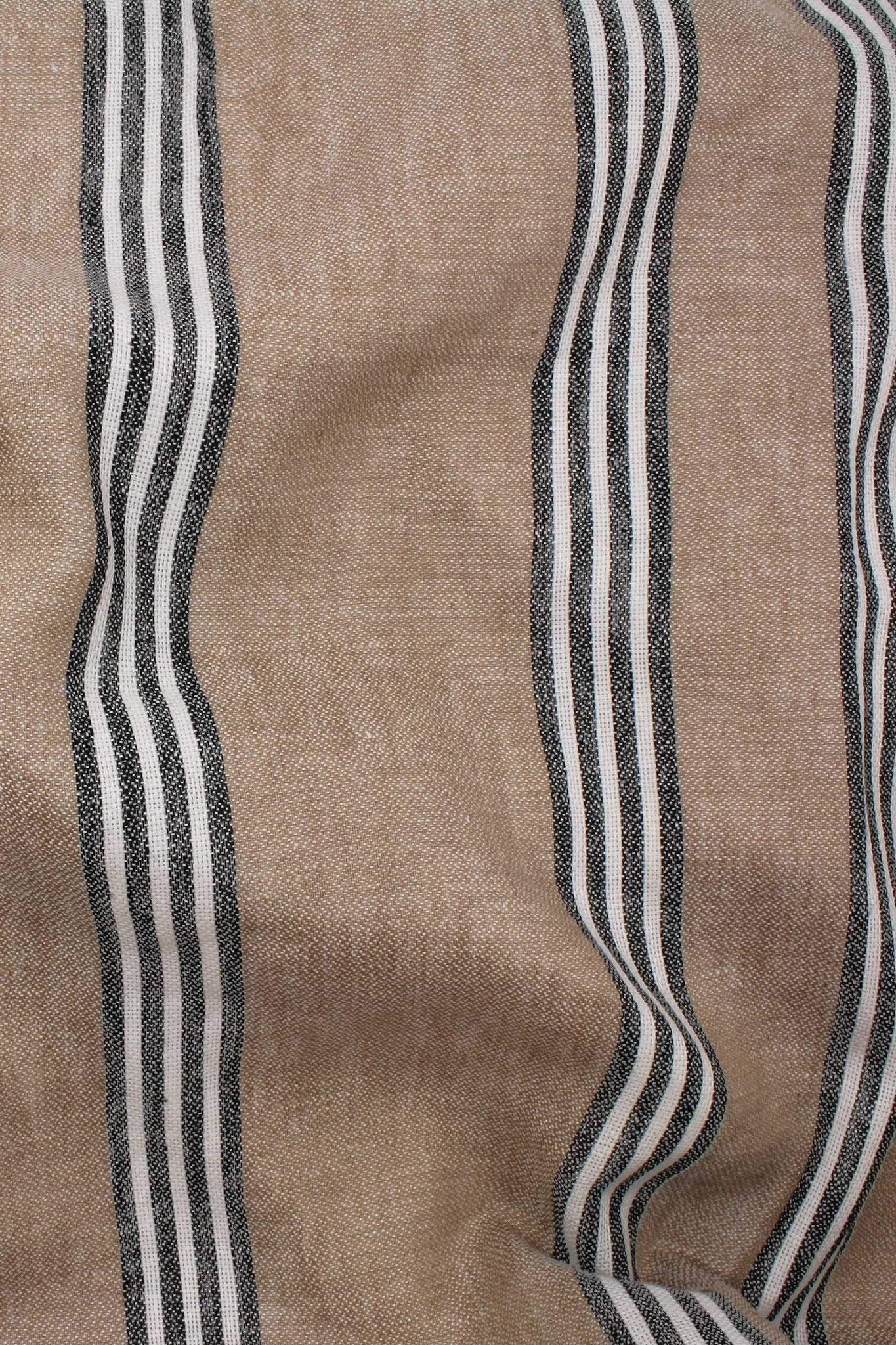 Wide Stripe Linen Blend Beige / Black / Ecru